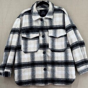 Plaid Black and Cream Women's Jacket